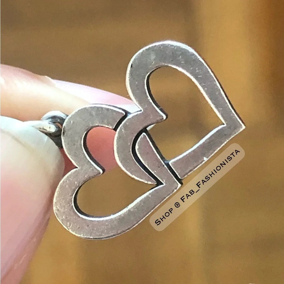 James Avery Double Heart Charm Sterling Silver Retired - Picture 6 of 6